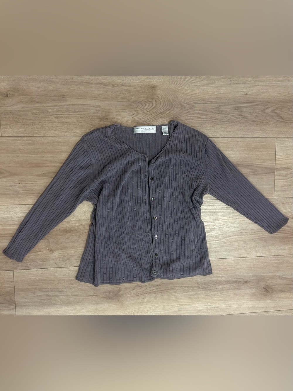 Valerie Stevens Silk Ribbed Button-Front Top in Mauve Taupe